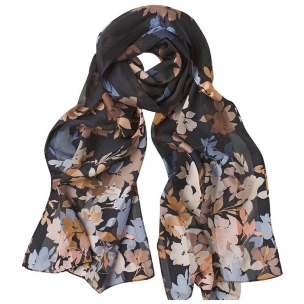 WHBM Floral shadow striped oblong scarf